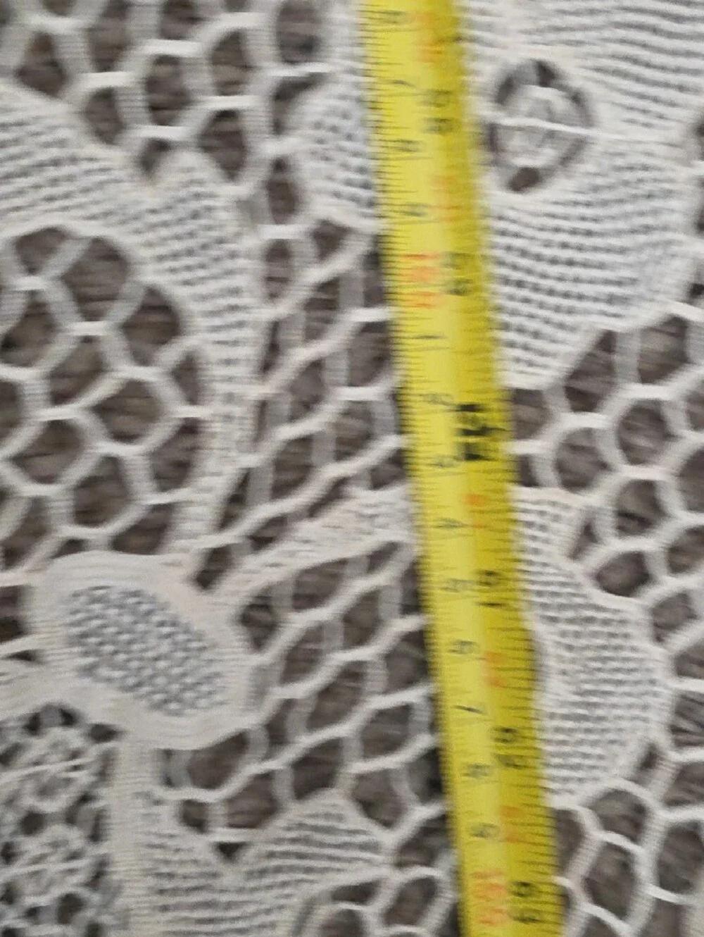 Handmade Cut And Lace Cream Banquet Tablecloth with Lace Insets - 138 x 65